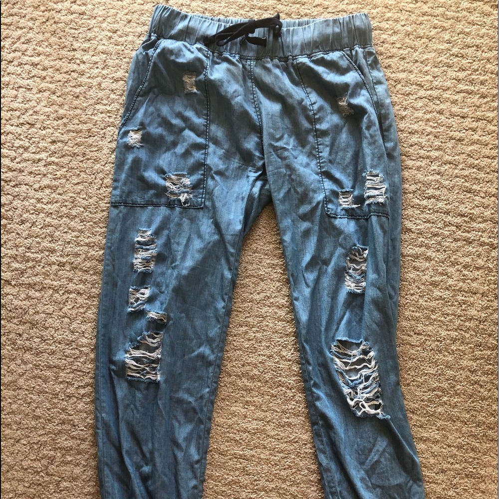 super cute jean sweatpants